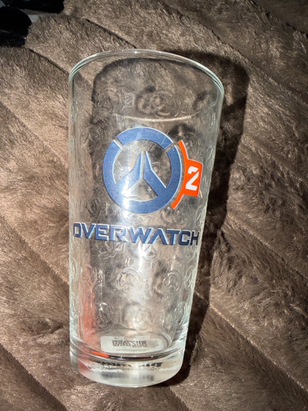 Overwatch 2 Logo Tall Drinking Glass‎ - Clear with Blue and Orange Accent